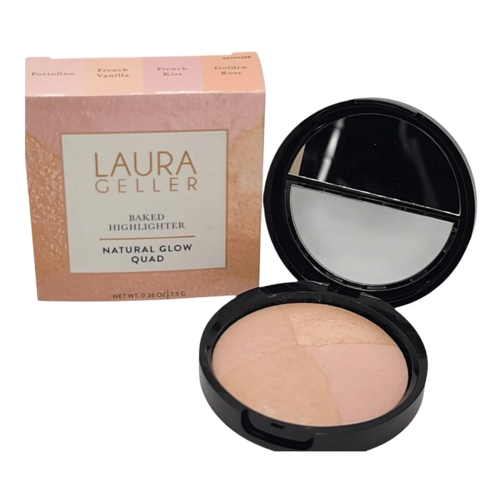 Laura Geller Natural Glow Highlighter Quad Golden Rose French Vanilla Portofino